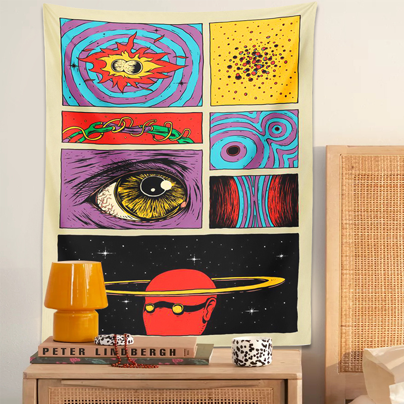 Retro Gaming Gadgets - VIKAMA Psychedelic Collage Art Tapestry Retro