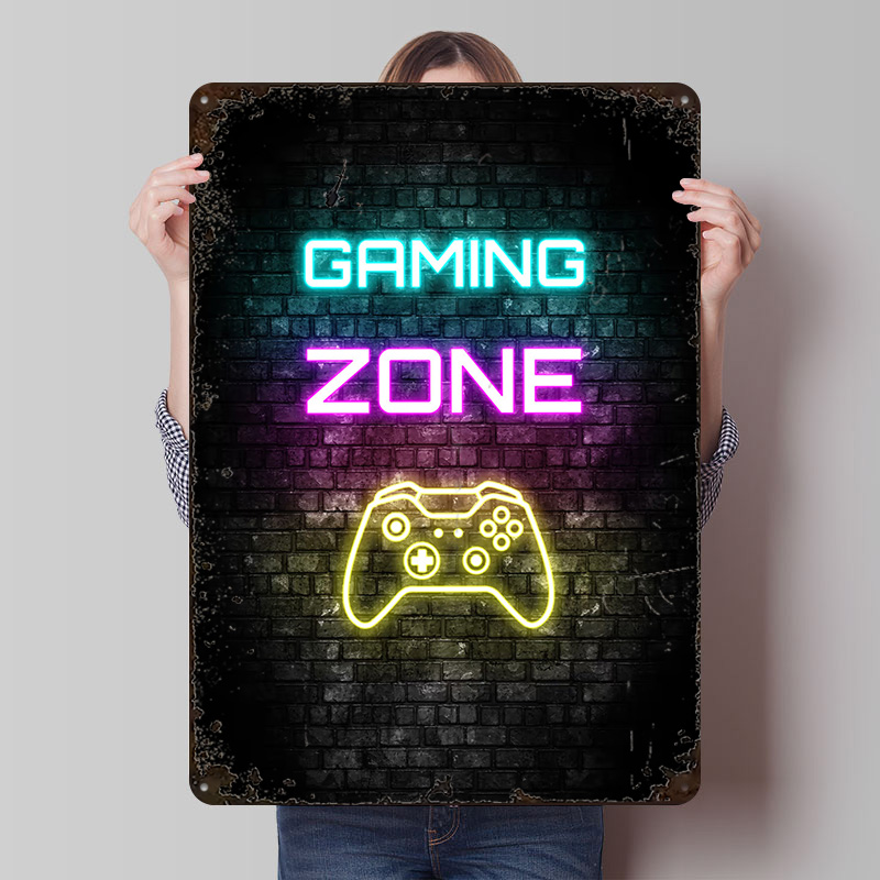 Retro Gaming Zone - Gaming Zone Neon Sign on Brick
