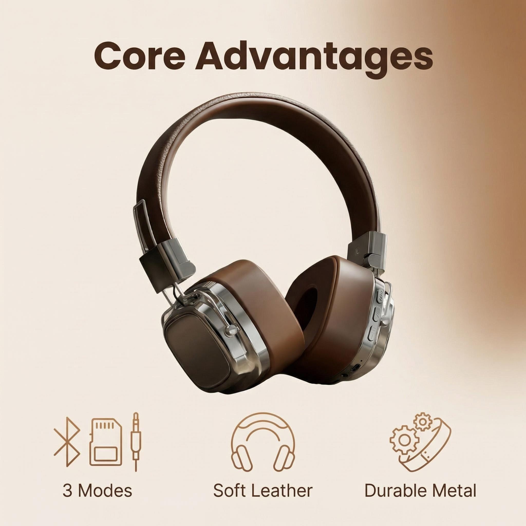 Retro Leather Over-ear Headpho - Retro Gaming Mobile 评论和价格