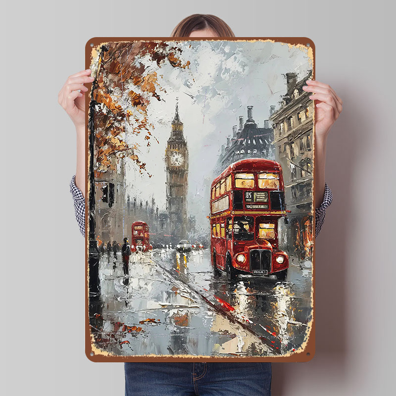 London Bus Charm Metal Poster  - Retro Gaming London 评论和价格
