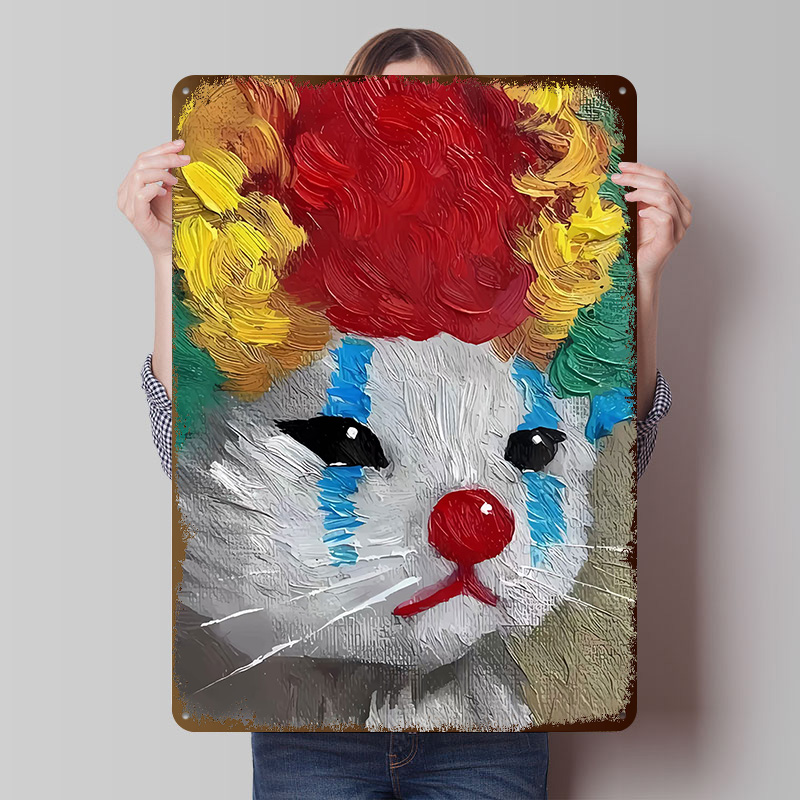 Sad Clown Cat Painting Tinplat - Retro Gaming Gadgets 评论和价格