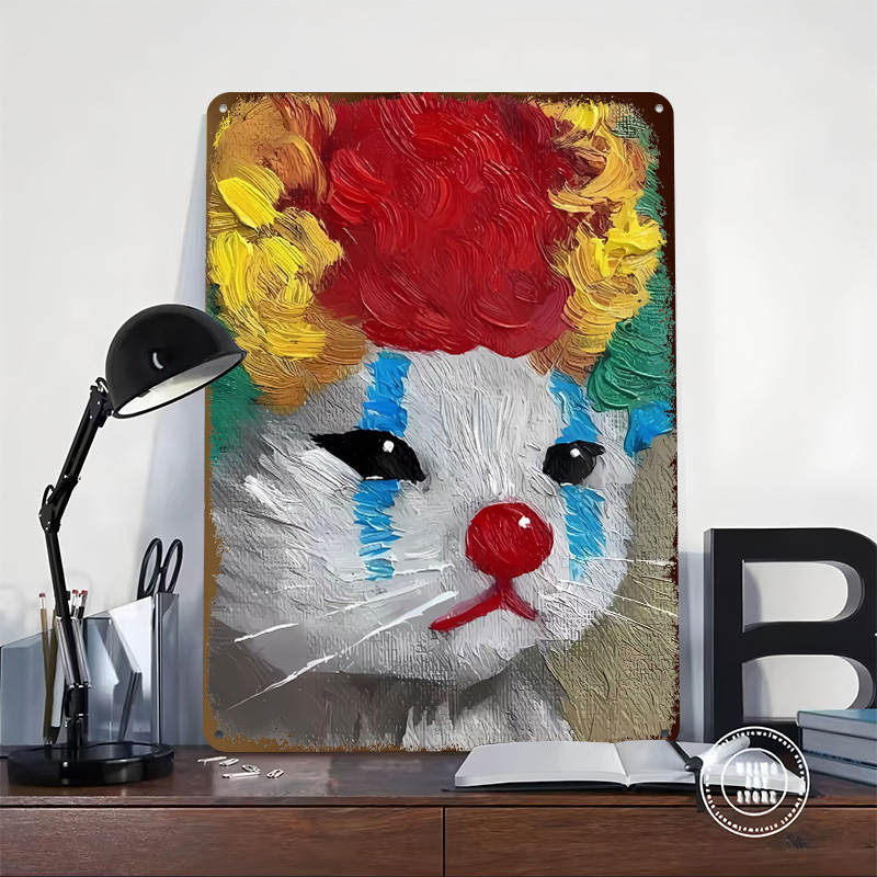 Sad Clown Cat Painting Tinplat - Retro Gaming Gadgets 评论和价格
