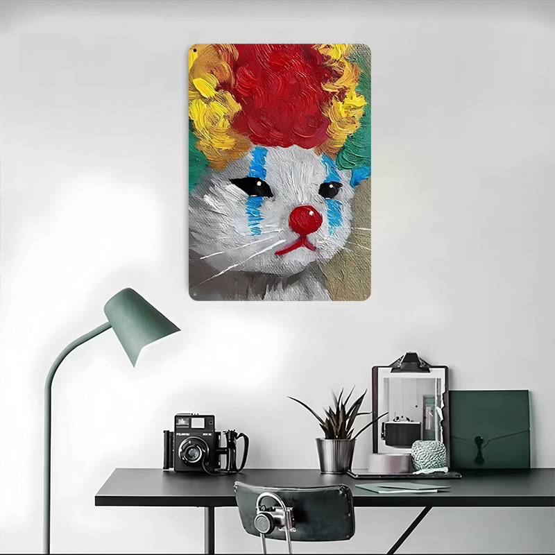 Sad Clown Cat Painting Tinplat - Retro Gaming Gadgets 评论和价格